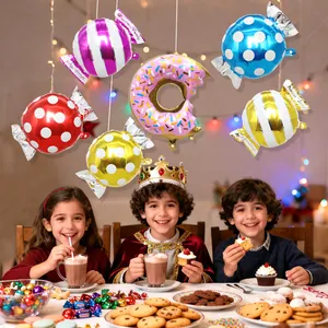 Globos festivos de papel de aluminio de caramelos y donuts para el Día de Reyes
