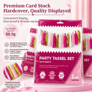 Colorful DIY paper tassel garland set in premium cardstock packaging for party decor