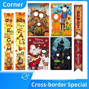 Halloween Kerstmis Thanksgiving Foto Achtergrond Interactieve Face-In-Hole Spandoek Digitaal Bedrukt Polyester Feest Deko