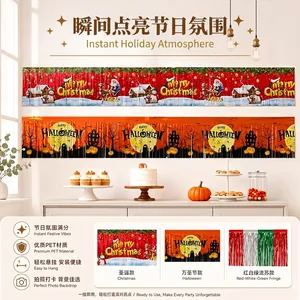 Festive metallic fringe backdrops for Christmas and Halloween party decorations