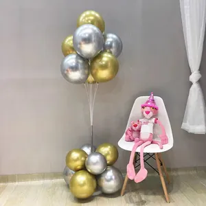 Gold and silver metallic balloon stand kit for wedding party and event decoration