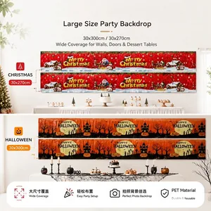 Christmas and Halloween foil fringe banners for holiday party backdrop decorations