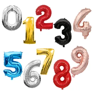 Large 32-inch foil number balloons 0-9 in various metallic colors for party decor