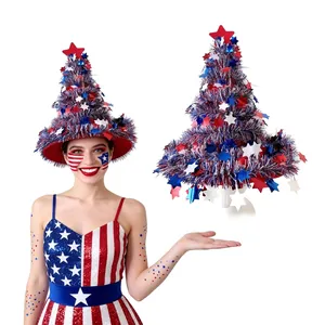 Festive Independence Day witch hat with red white blue stars for patriotic party