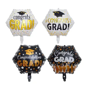 Globos decorativos de papel de aluminio para graduación con diseños de 'Congrats Grad'
