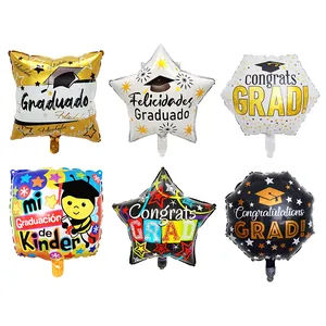 Globos de Graduación de Papel de Aluminio Formas Estrella Cuadrada Felicidades Graduado Globos Decorativos de Fiesta