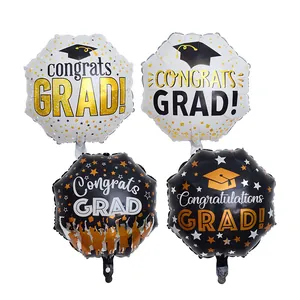 Juego de cuatro globos de graduación de papel de aluminio con diseño Congrats Grad