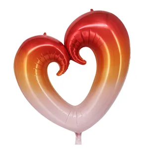 Ballon géant de 36 pouces en forme de cœur crocheté avec dégradé pour mariage et fête.