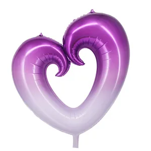Ballon en aluminium cœur violet dégradé 36 pouces pour décoration de mariage élégante