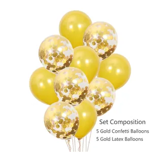 Metallic Rose Gold Latex Balloon Set With Confetti Sequins Balloons For Wedding Birthday Party Decorations Accessory