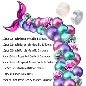 Mermaid Tail Metallic Latex Balloon Arch Kit Marine Theme Party Decoration With 24 Inch S Foil Balloons And Glue Dots For Birthday