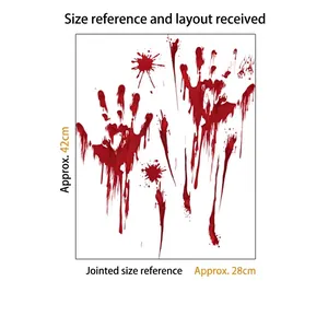 Autocollant mural PVC Halloween empreinte de main sanglante, environ 42x28cm taille