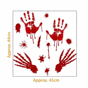 Autocollants muraux Halloween horreur mains sanglantes et squelettes en PVC déco 45cm