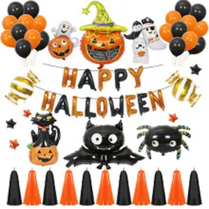 Halloween-Ballon-Set mit Happy Halloween Banner und gruseligen Folienballons