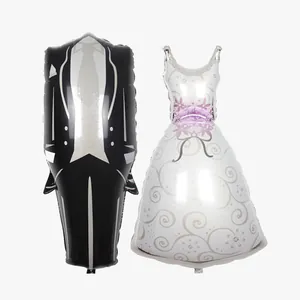 Palloncini in alluminio a forma di smoking dello sposo e abito da sposa per nozze