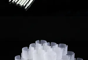 Detail view of 72cm carbon fiber poles and translucent plastic balloon clips for wedding arch