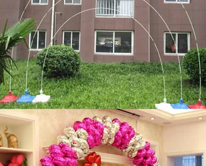 Detail view showing the balloon arch frame structure vs the finished festive arch.