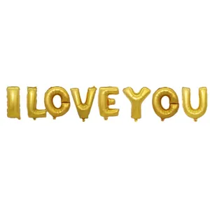 Set de ballons en aluminium dorés 'I LOVE YOU' pour mariage et décoration