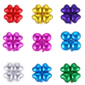 Nine colorful four-leaf clover-shaped foil balloons for party and wedding arch decorations