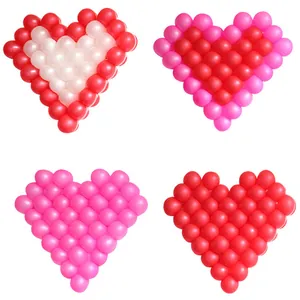 Four heart-shaped balloon arrangements made of 5-inch latex balloons for wedding decor