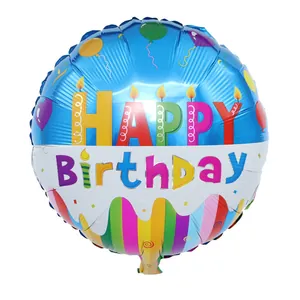 Round Happy Birthday Foil Balloon Candle Pattern Aluminum Film Balloon For Birthday Party Decoration Party Supplies Festive Celebration Ornaments