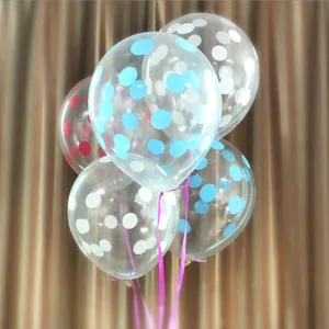 12 inch transparent latex balloons with colorful polka dot prints for party decorations