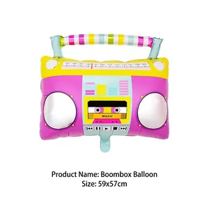 Retro radio aluminum foil balloon for 80s theme party decorations, 59x57cm.