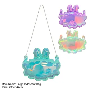 Globo de papel de aluminio holográfico iridiscente grande con forma de bolso, 49x47cm