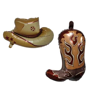 Palloncini in alluminio a forma di cappello da cowboy e stivale con fiamme per decorazioni