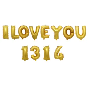 Lot de ballons dorés I LOVE YOU 1314 pour décoration de mariage et fête