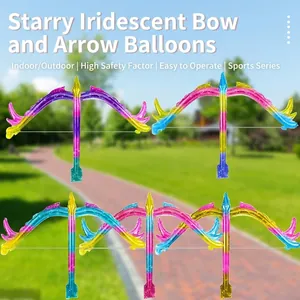 Iridescent Bow And Arrow Balloon Foil Inflatable Toy Balloon For Kids Outdoor Sports Birthday Party Decoration Gradient Starry Theme Party Accessory