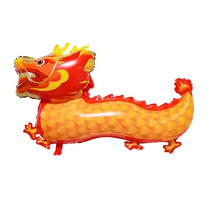 Vibrant red and orange dragon shaped foil balloon for Lunar New Year decoration