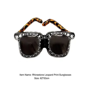 Leopard print sunglasses aluminum foil balloon for 80s retro party decor, 62x83cm