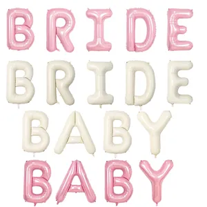 Großes 40-Zoll-Folienballon-Set in Rosa und Creme mit BRIDE und BABY für Feiern