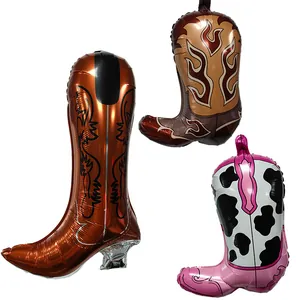 Set di tre palloncini in alluminio a forma di stivale da cowboy per feste western