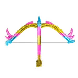 Vibrant colorful bow and arrow shaped aluminum foil balloon toy for children parties