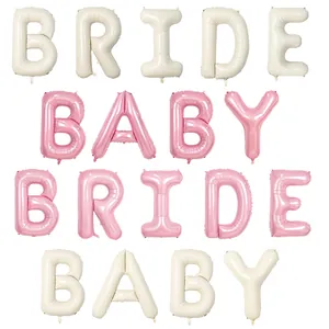 40 Zoll große BRIDE und BABY Folienbuchstaben-Luftballons in Creme und Rosa