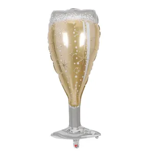 Champagne glass shaped foil balloon for elegant birthday party decoration details