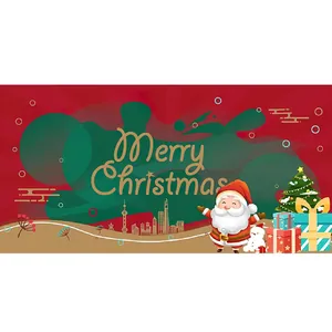 Καλά Χριστούγεννα Feliz Navidad Φόντο Διακόσμησης Άγιος Βασίλης Χριστουγεννιάτικο Δέντρο Banner Πολυεστερικό Ύφασμα Διακόσμηση Πάρτι