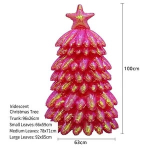 Géant ballon en forme de sapin de Noël rose irisé de 100 cm pour décoration de fête