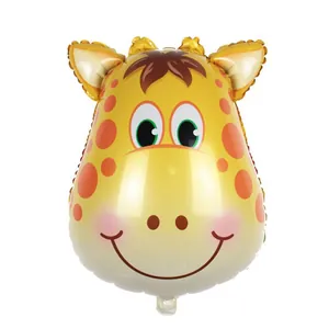 Cute cartoon giraffe head foil balloon decoration for kid's birthday party celebration