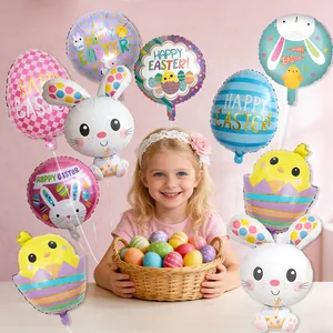 Set di palloncini festivi di Pasqua con graziosi conigli e pulcini per decorazioni party