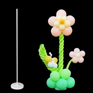 White balloon column stand kit with stable base and pole for party road guide decorations