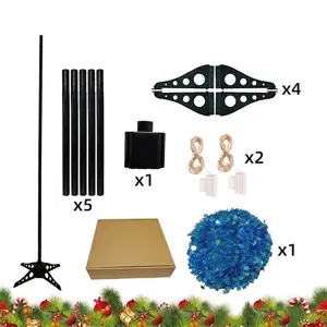 Complete DIY Christmas tree accessory kit with blue tinsel and LED string lights