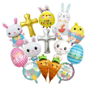 Set di palloncini pasquali con coniglietti, pulcini, uova e croci gonfiabili