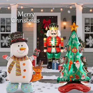 Large standing Christmas foil balloons including snowman, nutcracker, and tree set