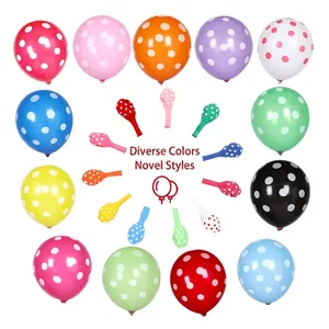 Assorted colorful 12-inch polka dot latex balloons set for wedding and party decorations