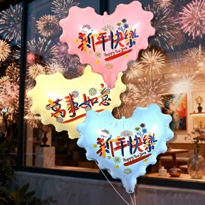 Ballons en aluminium en forme de cœur avec vœux du Nouvel An pour la décoration festive