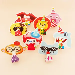 Assortment of colorful cartoon animal party blowouts for children's celebrations.