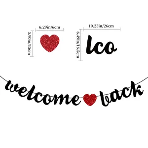 Pancarta brillante de Welcome Back para decoración escolar con medidas detalladas